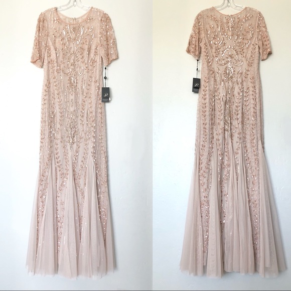 Adrianna Papell Beaded Gown With Godets 